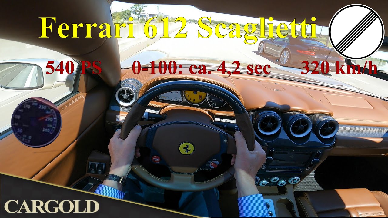 Ferrari 612 Scaglietti, High Speed Drive on German Autobahn, Gorgeous V12 Sound