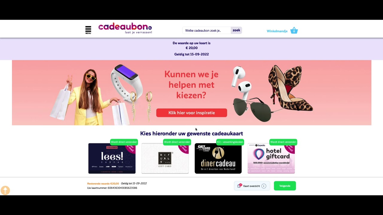 Keuze Cadeaukaart verzilveren op Cadeaubon.nl - instructievideo