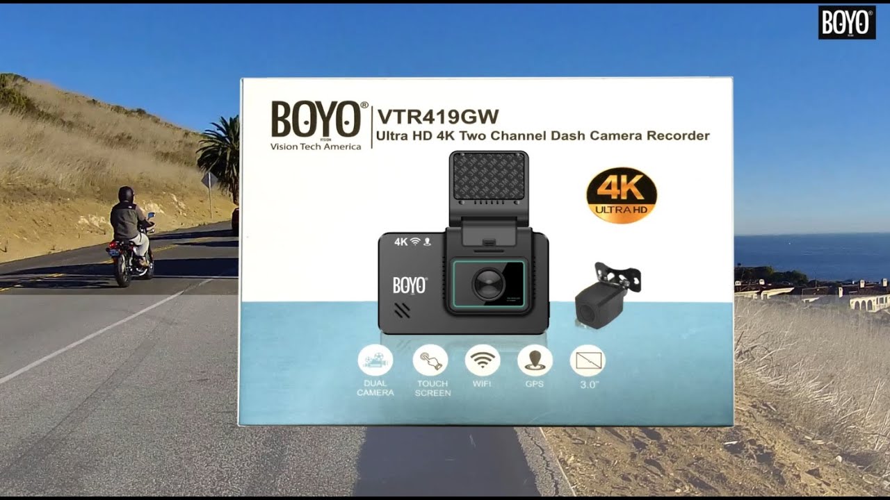 BOYO VTR419GW 4K Ultra HD / 2K Full HD - Dual Camera Dashcam