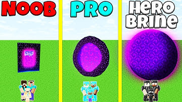 Minecraft Battle: NOOB vs PRO vs HEROBRINE: FAMILY PORTAL BUILD CHALLENGE / Animation
