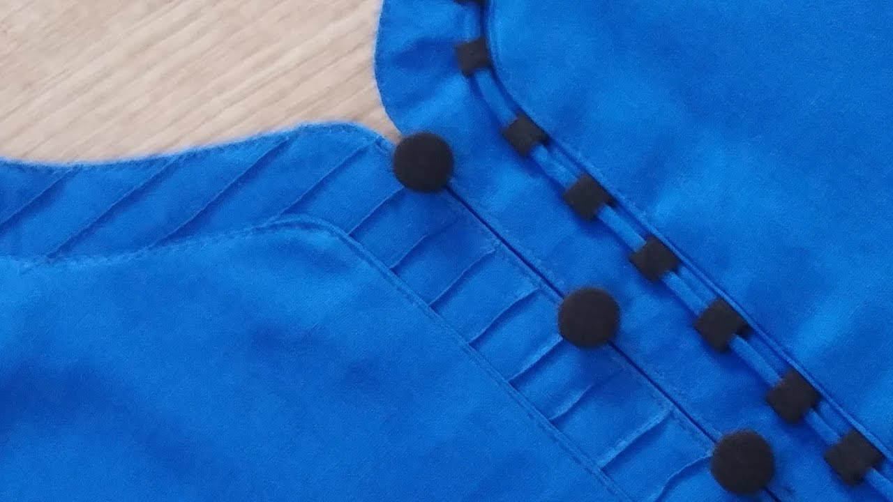 latest pintex neck design for kurti suit cutting and stitching