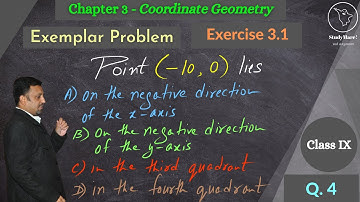 Q.4 | Ex. 3.1 | Exemplar Class IX | Point (-10, 0) lies ... | Learn how to plot coordinates on graph