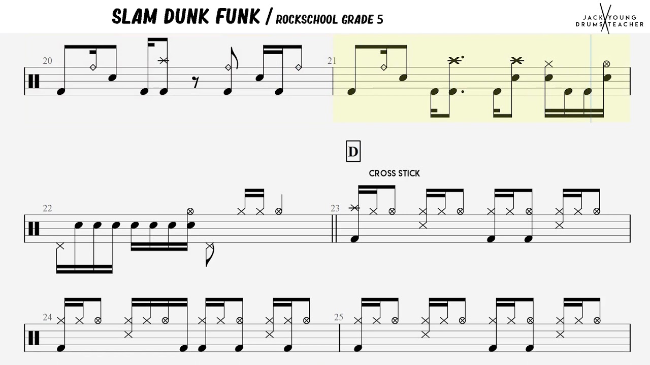 How to Play Slam Dunk Funk  - Rockschool Drums Grade 5