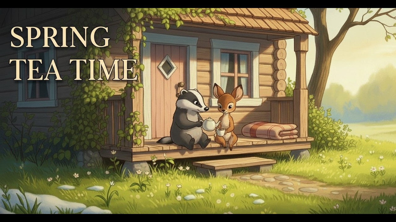 Spring Tea on the Porch | Cozy Forest Ambience with Chipmunk & Fawn