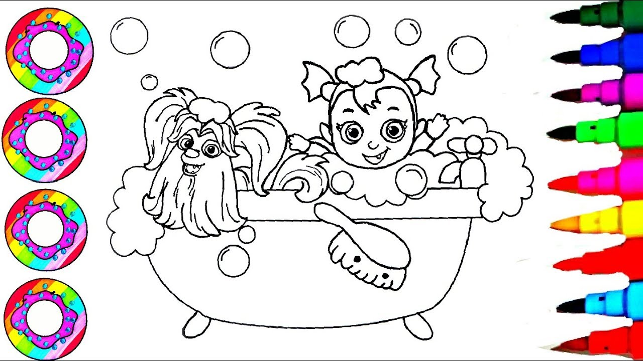 Coloring Drawings Disney's Vampirina with Rainbow Color Bubble Bath Coloring Pages Disney Brilliant