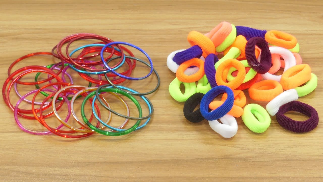 Hair rubber bands & DIY Old bangles reuse idea DIY art and craft