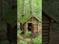 Log Cabin in the Woods. Rain. Wood Stove