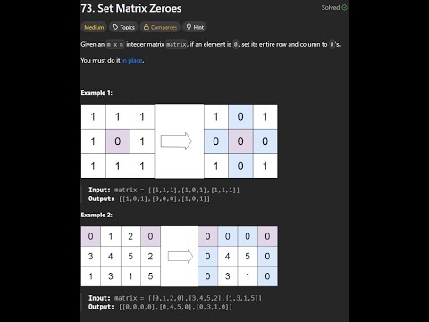 LeetCode 73 Set Matrix Zeroes Explained |  Java #mcodelearner #interview #coding