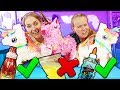 WÄHLE NICHT DIE FALSCHE Piñata Slime Challenge Nina vs. Kathi Einhorn auswählen und Schleim mischen