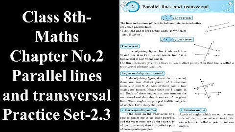 Class 8 Maths Ch-2 Parallel lines and transversal Practice Set -2.3 by #Maqsood Shaikh