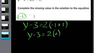 Complete the missing value in the solution to the equation 2
