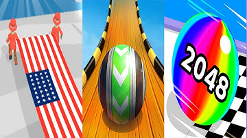 Flag Painters VS Sky Rolling Ball 3D VS Ball Run 2048 Android iOS Gameplay