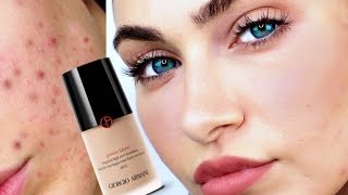GIORGIO ARMANI Power Fabric Foundation REVIEW For ACNE Skin | Ruby Golani