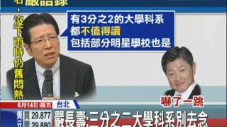 20130614中天新聞 嚴長壽:三分之二大學科系不值得念