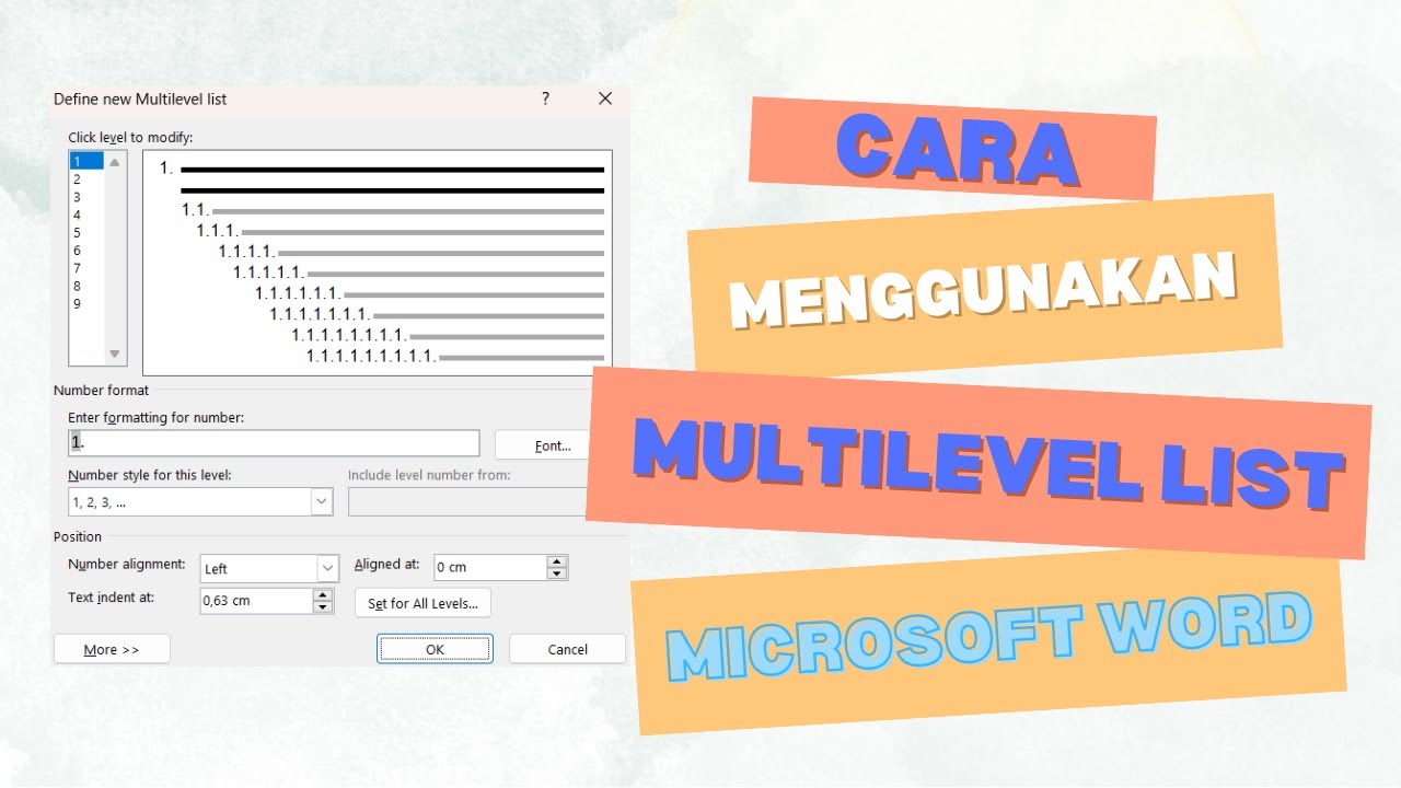 Cara membuat list yang rapi dengan MULTILEVEL LIST Pada MS Word - YouTube