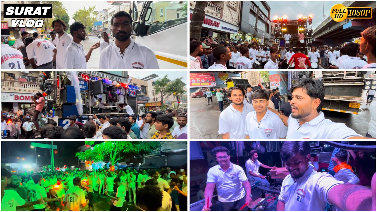 ❤️🙏🏻( SURAT VLOG  ) Ganpati Aagman Pandesara Piyush Point SWAR SAMRAT BAND SATANA ( 1221 ) HDR+VIDEO