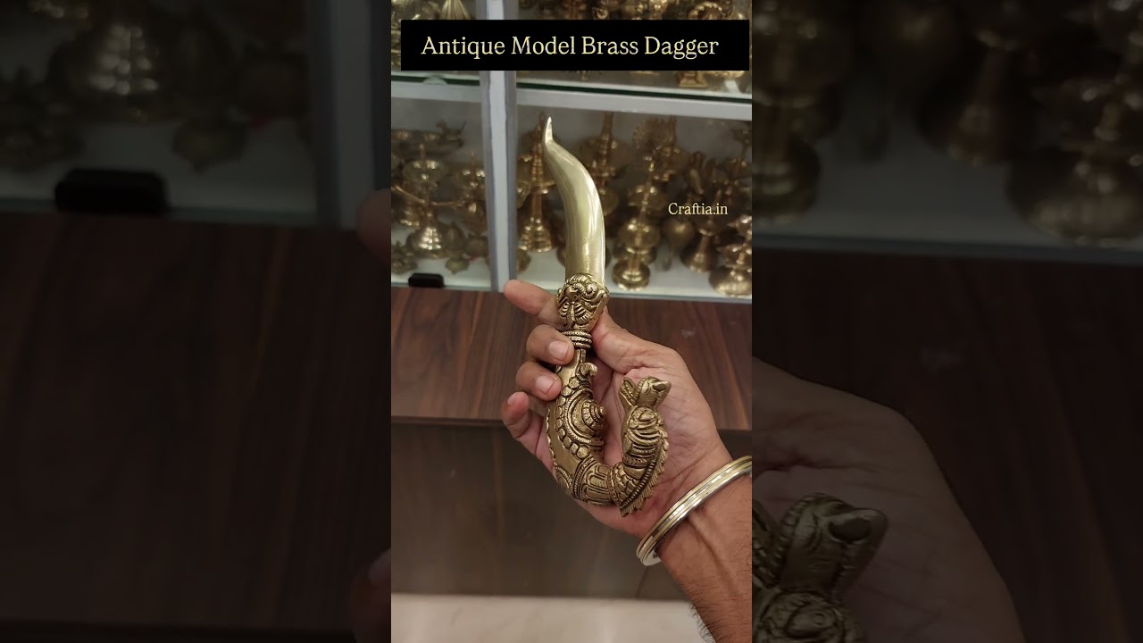 Pure Brass Handcrafted Dagger | Antique Art Collectible for Home Decor