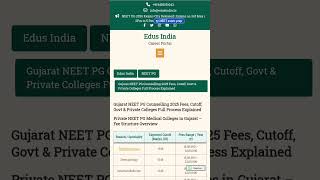 Gujarat NEET PG Counselling 2025 Fees, Cutoff, Govt & Private Colleges Full Process Explained.