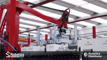 Comau PAL 180 in packaging and palletizing red