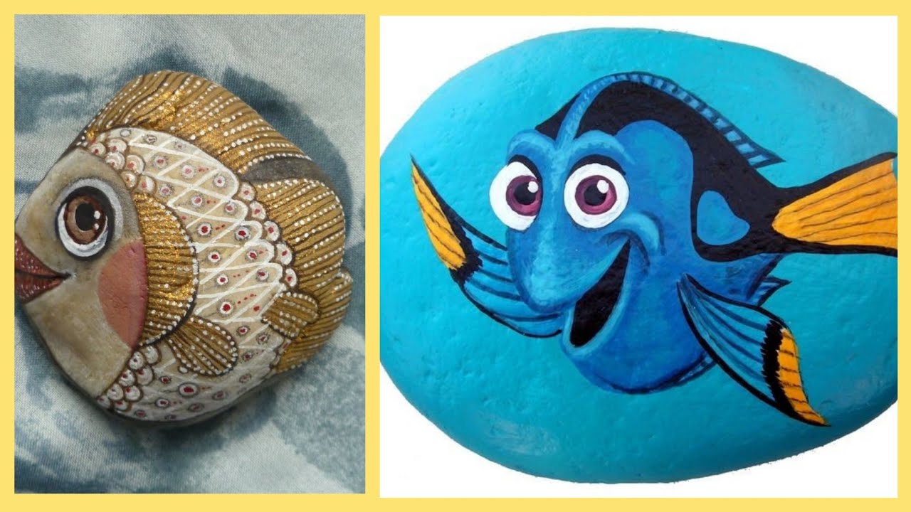 Latest Fishes Stone Painting Designs For Aquarium Decoration YouTube