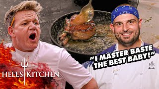 Josh Bastes His Lamb While Chef Ramsay Throws Salmon At Ashley | Hell's Kitchen