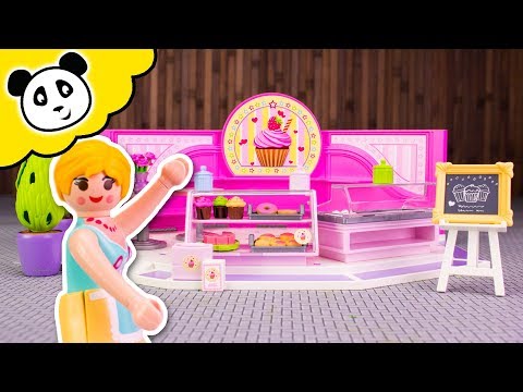Playmobil Familie - Polizei Einsatz im Cupcake Laden! - Spielzeug auspacken & spielen - Pandido TV