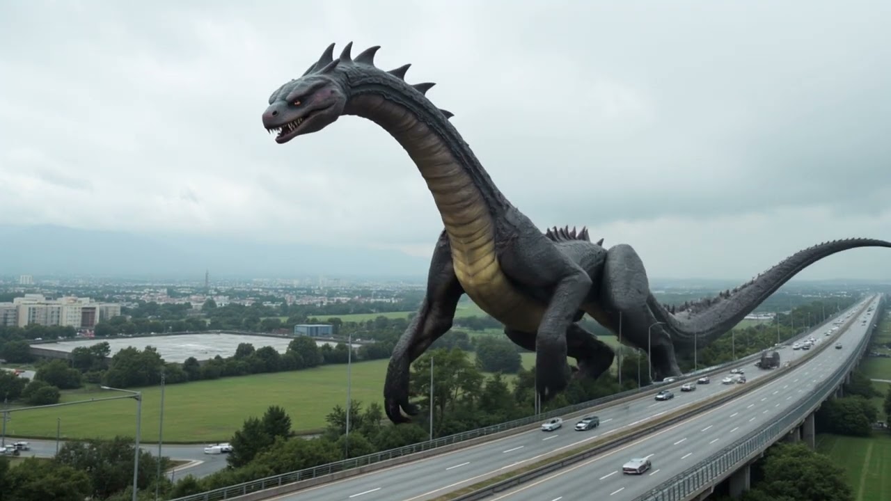 Giant Monster Appears on the Highway, Shocking Scene Sparks Crowd! 