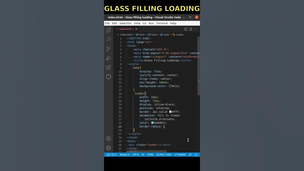 Glass Filling Loading Animation | HTML CSS - YouTube