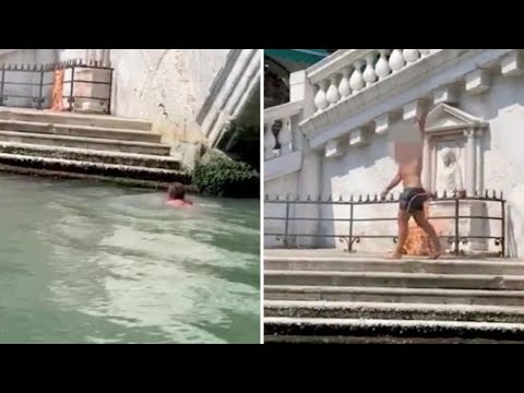 В Венеции постоянно штрафуют туристов, которые купаются в каналах