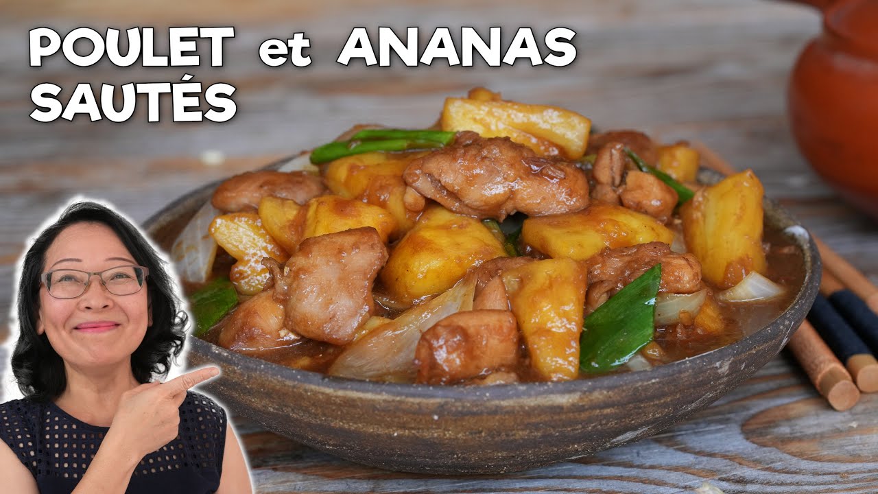 Poulet à l'Ananas 🍍🍗 Sautés + Sauce Aigre-Douce 🔥En bonus la découpe de l'ananas comme au Laos !