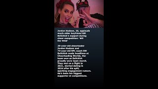 Jordon Hudson, 25, applauds much-older boyfriend Bill Belichick’s support during cheer competitio...