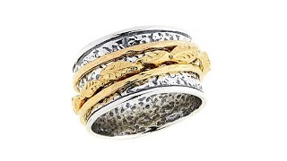 LiPaz 2Tone Garden Hammered Spinner Sterling Silver Ri...