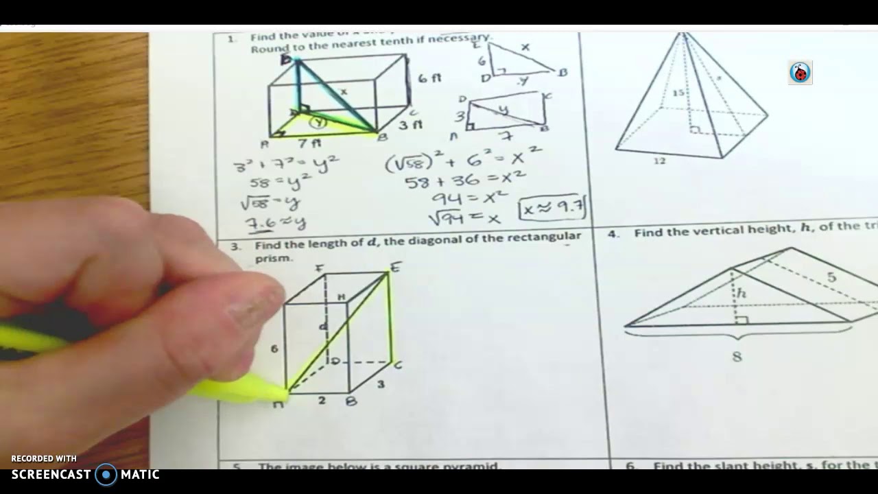 3d applications of pythagorean theorem homework 5 answer key