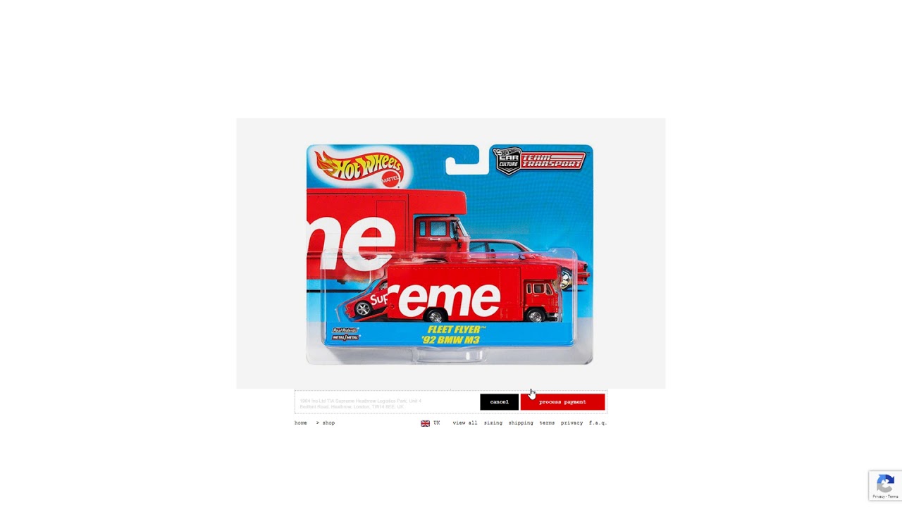 Supreme SS19 Week 8 Live Cop Hot Wheels Time (Manual Checkout) W