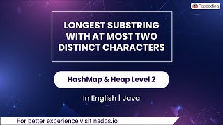 Longest Substring With At Most Two Distinct Characters | HashMap & Heap | English | Java | Video_57