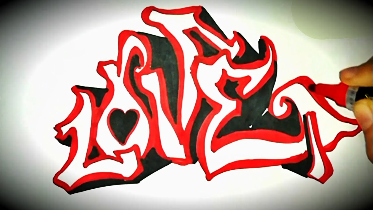 LOVE | Calligraphy | GRAFFITI | Draw word LOVE | how to write LOVE | in ...