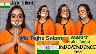 🧡🤍💚Happy Independence Day 2021//flag Inspired face Art//Tri-Colour Inspired Makeup screenshot 4