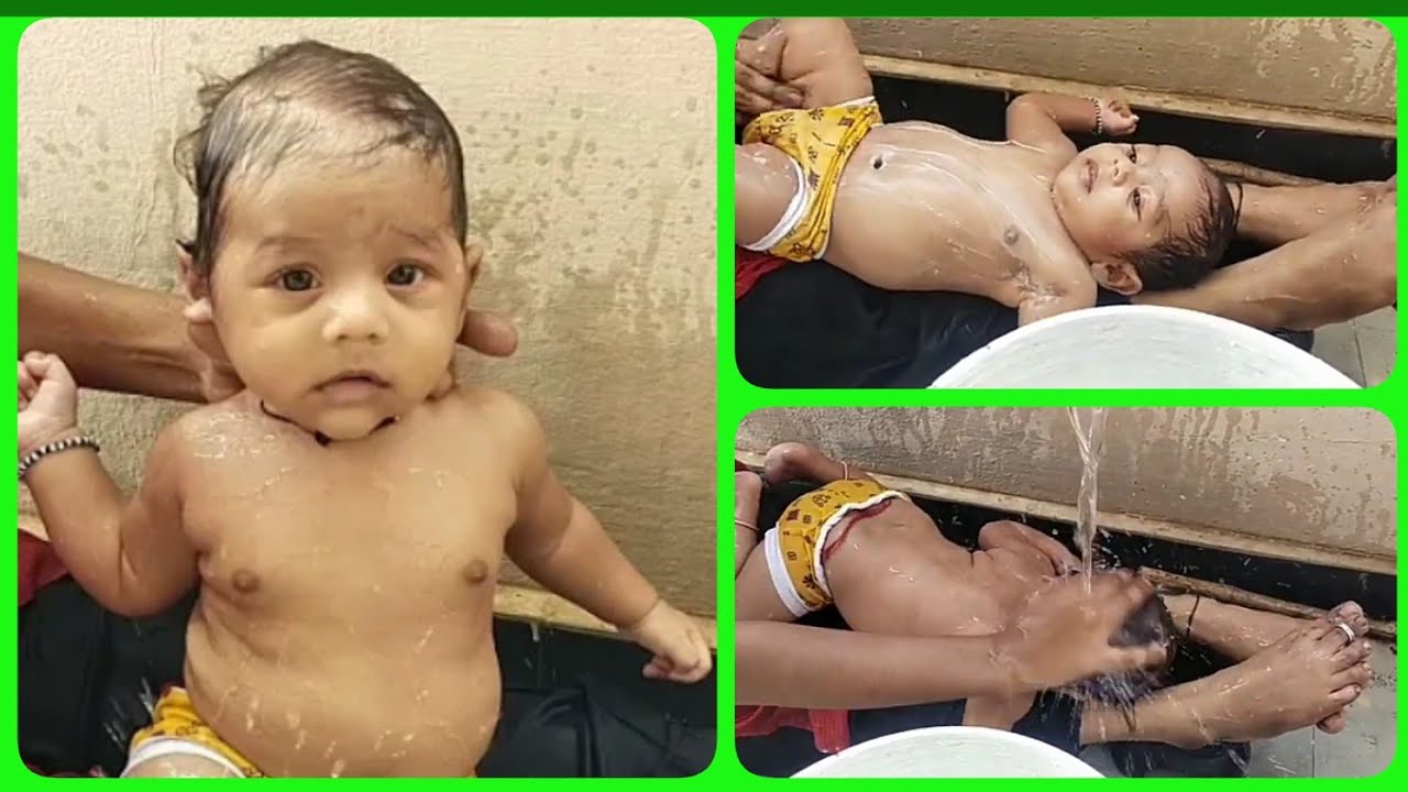 #Indian style baby bath for #3months #kid#self#without help #viralvedio