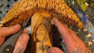Owl in the tree hole. Dremel Wood carving and painting.