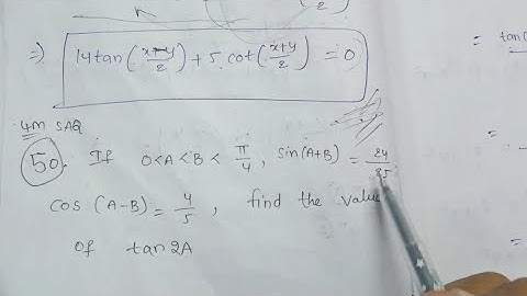 Sin(A+B)=24/25,Cos(A-B)=4/5 then find the value of tan2A || #trigonometry upto Transformations||