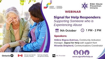 SIGNAL FOR HELP RESPONDERS : Supporting Someone who is Experiencing Abuse
