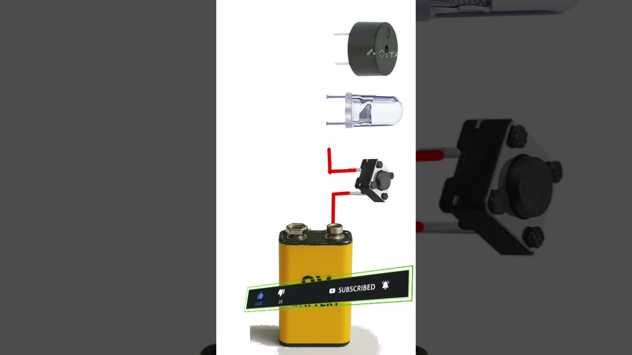 Buzzer and ledlight and battery and switch  connection 