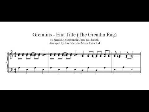 Gremlins by Jerry Goldsmith - arranged for intermediate piano