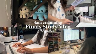 Cramming 24 Hours before exam ⏰ waking up at 4am, productive finals study vlog, lots of studying