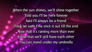 Video thumbnail of "Rihanna - Umbrella, Lyrics In Video"