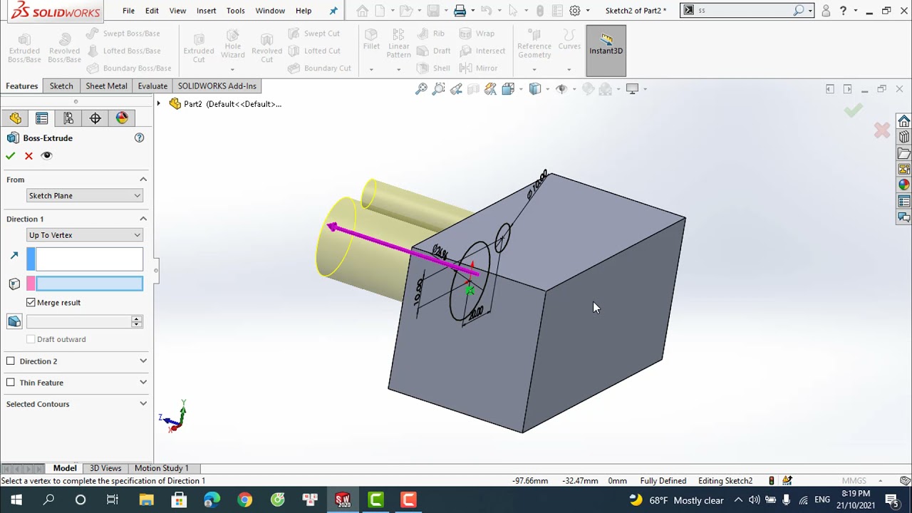 Hướng dẫn lệnh Extrude trong solidworks - YouTube