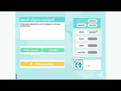 Generador para trabajar la memoria semántica en niños: Aprende categorías emparejando