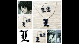 Кулон и серьги L ТЕТРАДЬ СМЕРТИ. АНИМЕ / Pendant and Earrings L Death Note. ANIME