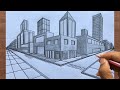 How to draw using two point perspective draw a town stepbystep