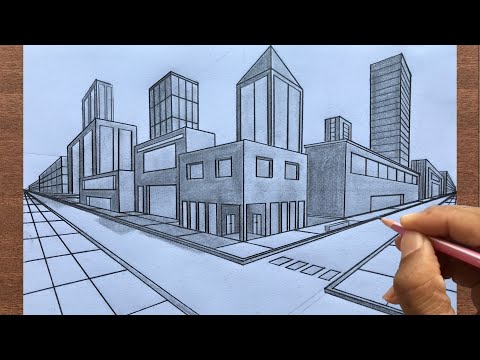 How To Draw Using Two Point Perspective: Draw A Town Step-by-step